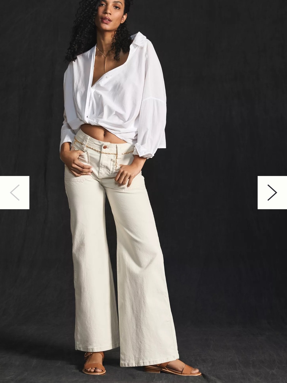 Pilcro High-Rise Wide Leg Carpenter Pant  in Cream
